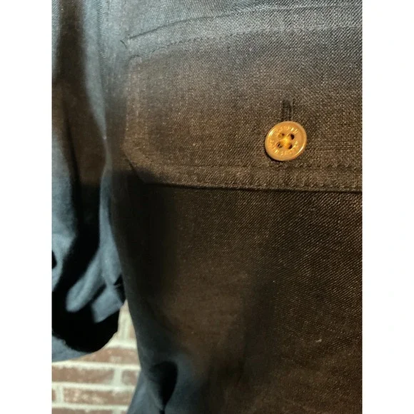 Lauren RL Fit and Flare Black Linen Button Front Belted Shirt Dress  Midi Sz L - Picture 4 of 12